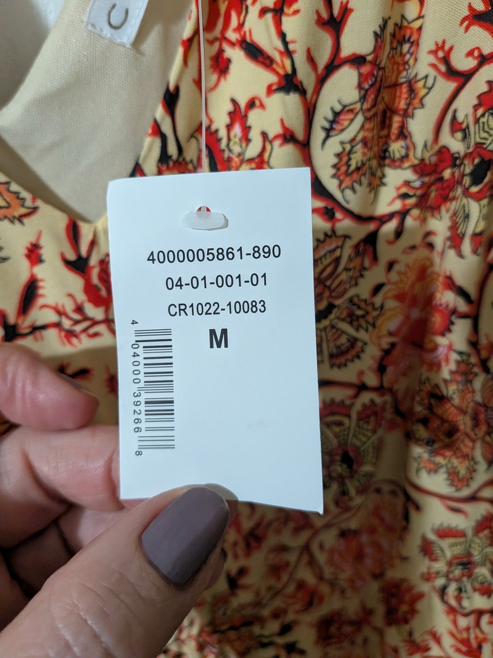 cleo Cream Floral V-Neck Maxi Dress with Red Accents - Picture 4 of 9
